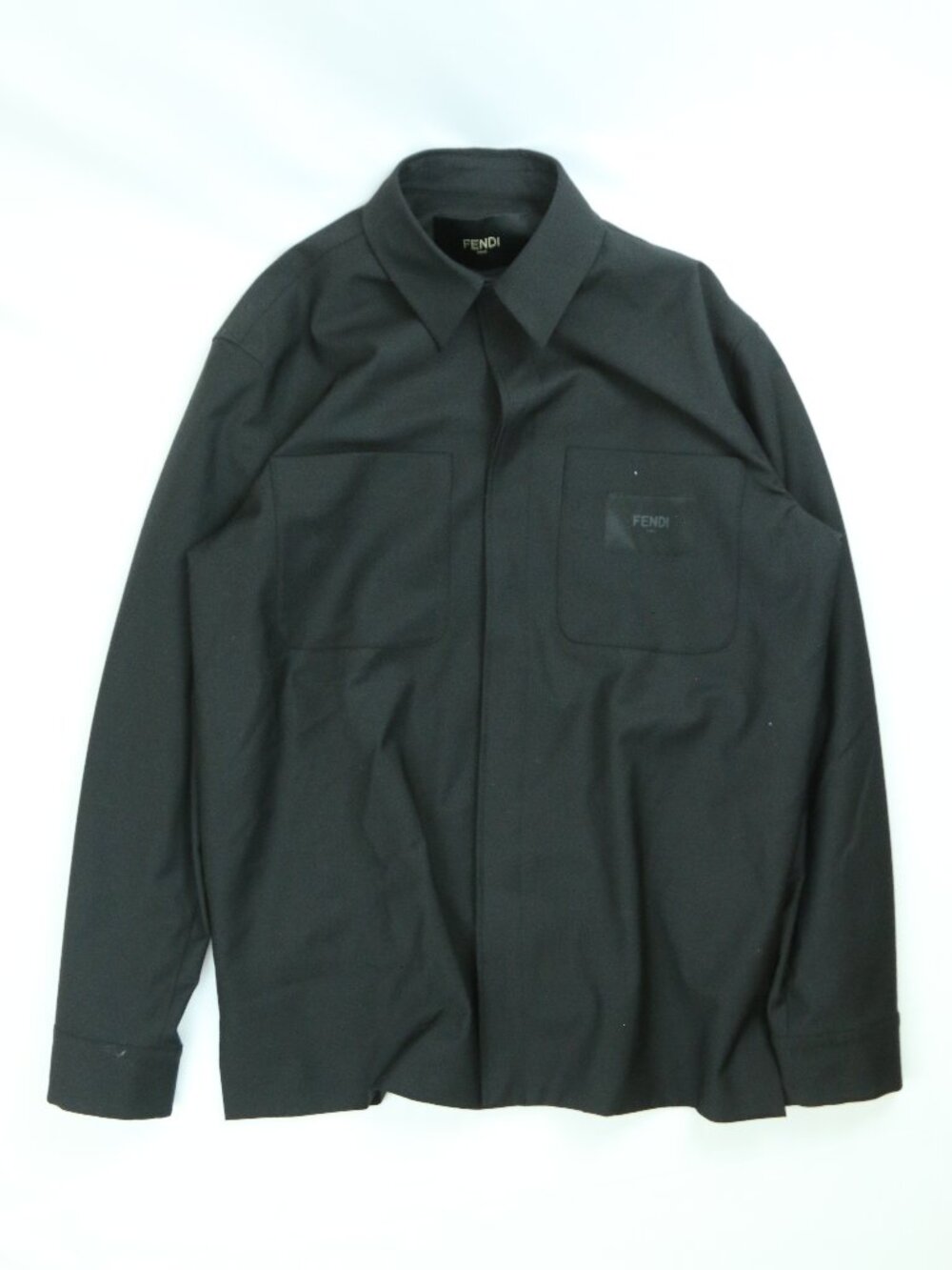 Men's Black Fendi Long-Sleeve Sasual Button-Down Shirt Size Large